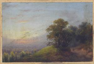 Paesaggio con alberi e figura