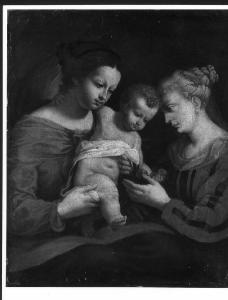 MADONNA CON GESU' BAMBINO E UNA SANTA