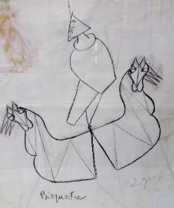 Disegno preparatorio per opera "Il biequestre"