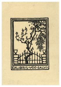 Albero di pero e cancello. Ex libris per Ugo Salvi
