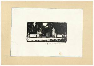 Ingresso dei giardini di Porta Venezia - Ex libris per Claudia Camilla Riva o Finalino per G. Orsini, Canti Milanesi