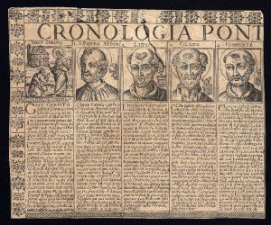 Cronologia pontificale, che contiene le vere effigie, i nomi, cognomi, e patria di tutti i pontefici con le loro vite, qvanto regnarono, e dove morirono.