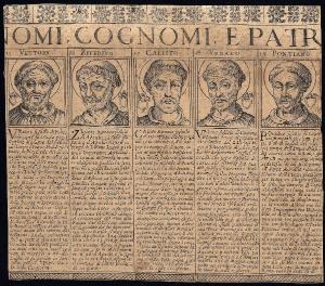 Cronologia pontificale, che contiene le vere effigie, i nomi, cognomi, e patria di tutti i pontefici con le loro vite, qvanto regnarono, e dove morirono.