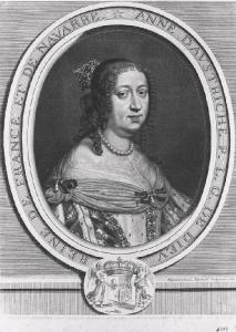 ANNE DAVSTRICHE P. L. G. DE DIEV REINE DE FRANCE ET DE NAVARRE.