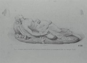 Venere dorminente, statua in marmo del professore Cincinnato Baruzzi, di commissione del Nobile Sig.r Ambrogio Uboldo.