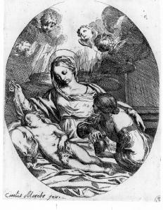 Madonna in adorazione del Bambino dormiente