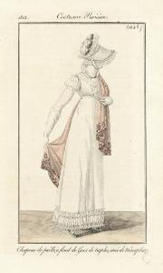 Costume Parisien. Chapeau de paille, à fond de Gros de Naples, orné de Néniphar