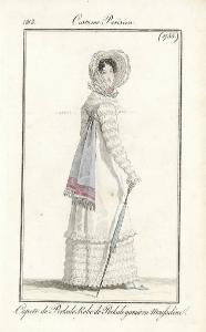 Costume Parisien. Capote de Perkale. Robe de Perkale garnie en Mousseline