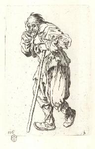 Il vecchio mendicante con il bastone